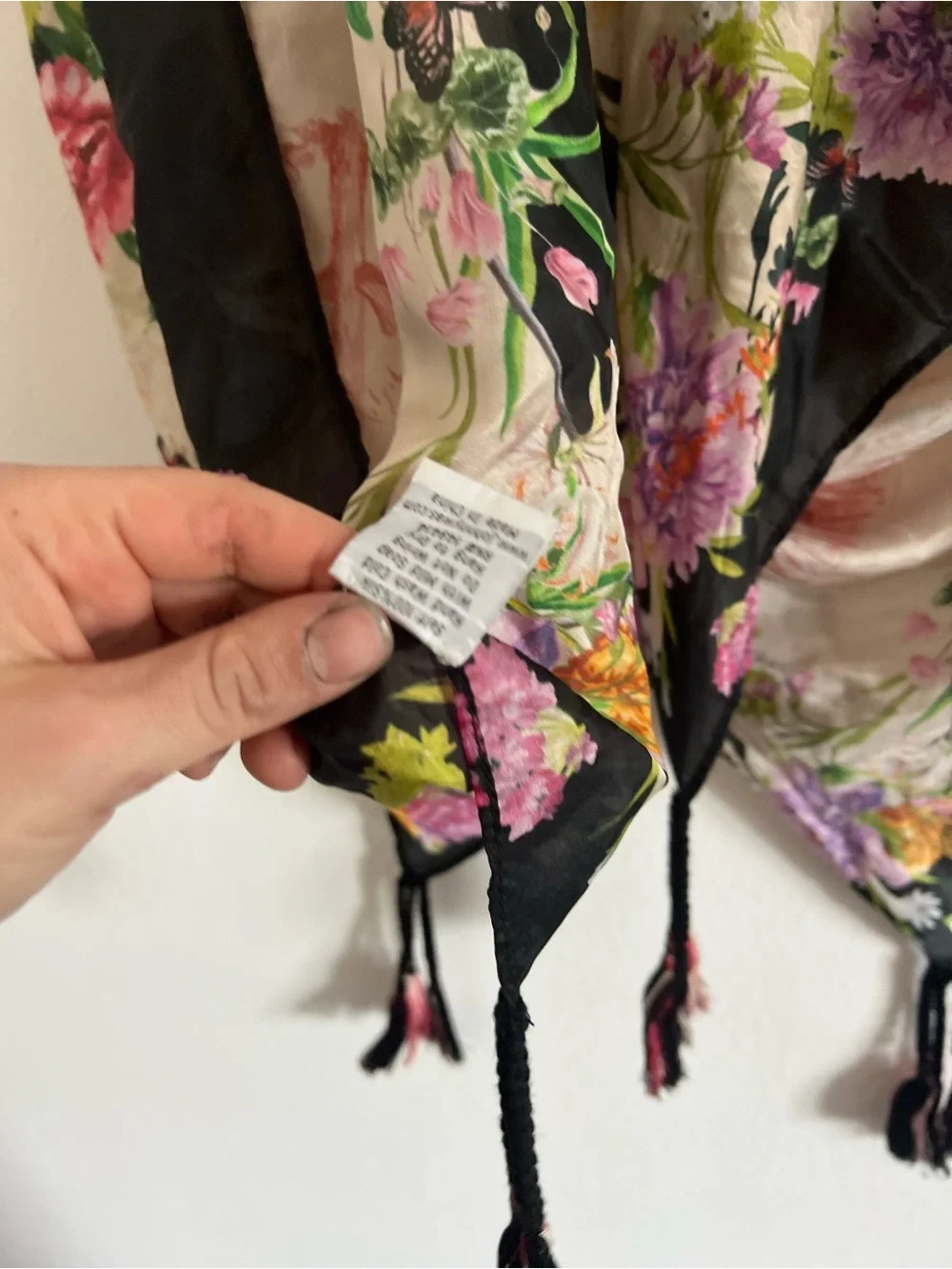 Johnny Was Floral Border Western Inspired Silk Shawl/Scarf